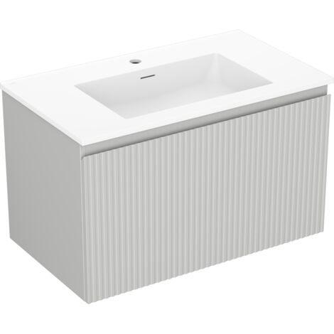 Mexen Rivel mobile da bagno 80 cm con lavabo Otis, 1 cassetto, scanalato, grigio opaco/bianco opaco - 91A20-08047-1-BF62-W18M01