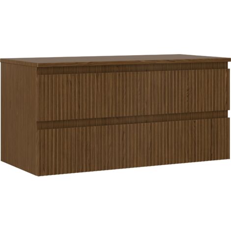 Mexen Rivel mobile da bagno sottolavabo 100 cm con piano, 2 cassetti, scanalato, noce - 91A20-10047-2-BFFC86