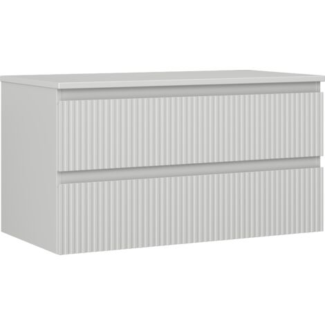 Mexen Rivel mobile da bagno sottolavabo 90 cm con piano, 2 cassetti, scanalato, grigio opaco - 91A20-09047-2-BFFC62