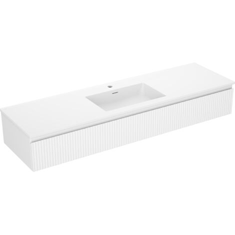 Mexen Rivel mobiletto da bagno 160 cm con lavabo Otis, 1 cassetto, scanalato, bianco opaco - 91A20-16023-1-BF01-W18M01