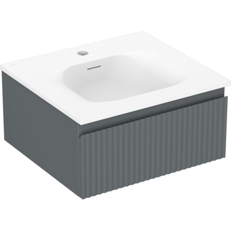 Mexen Rivel mueble de ba帽o 50 cm con lavabo Vela, 1 caj贸n, ranurado, grafito mate/blanco mate - 91A20-05023-1-BF66-W23M01
