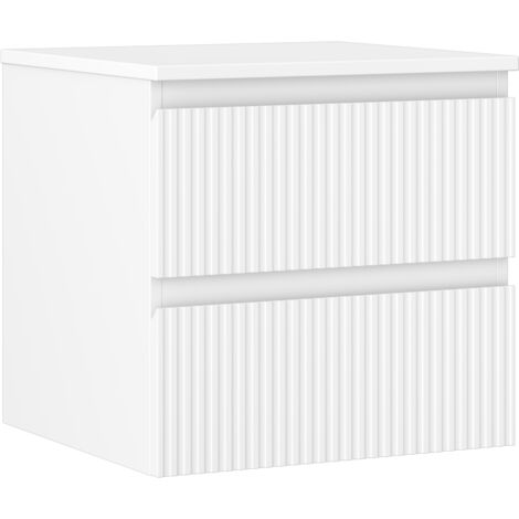 Mexen Rivel mueble de ba帽o de 50 cm con encimera, 2 cajones, estriado, blanco mate - 91A20-05047-2-BFFC01