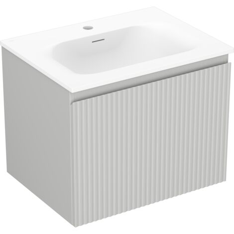 Mexen Rivel mueble de ba帽o de 60 cm con lavabo Vela, 1 caj贸n, ranurado, gris mate/blanco mate - 91A20-06047-1-BF62-W23M01