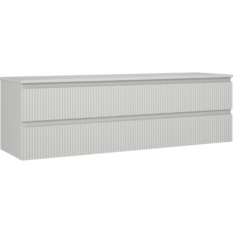 Mexen Rivel mueble de ba帽o para lavabo 160 cm con encimera, 2 cajones, acanalado, gris mate - 91A20-16047-2-BFFC62