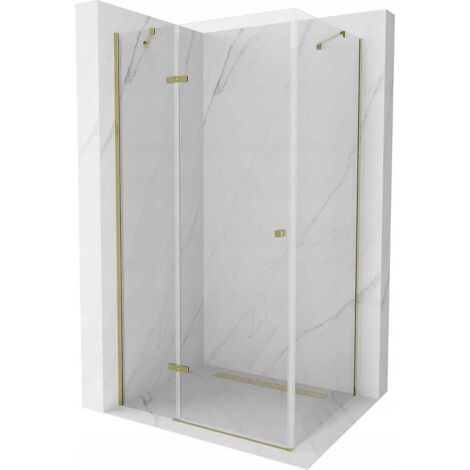 Mexen Roma cabina de ducha abatible 80 x 70 cm, transparente, dorada - 854-080-070-50-00