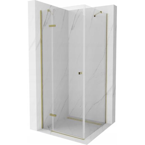 Mexen Roma cabina doccia battente 100 x 100 cm, trasparente, oro - 854-100-100--50-00