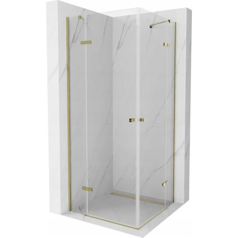 Mexen Roma Duo cabina doccia ad anta battente 100 x 100 cm, trasparente, dorata - 854-100-100-50-00-02