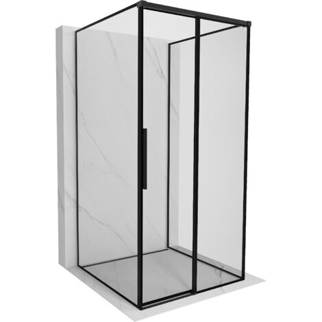 Mexen Rox-3S cabina doccia angolare a 3 lati scorrevole destra 100 x 100 cm, cornice nera, nera - 8C2-100-100-70-70-3S-P