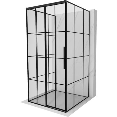 Mexen Rox-3S Duschkabine 3-seitige, verschiebbare linke 95 x 95 cm, schwarzes Gitter, schwarz - 8C2-095-095-70-77-3S-L