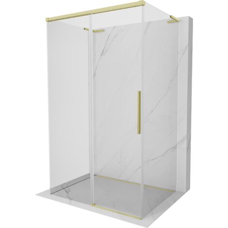 Mexen Rox-3S L cabina de ducha de 3 lados deslizante 150 x 120 cm, transparente, dorado cepillado - 8C2L-150-120-55-00-3S