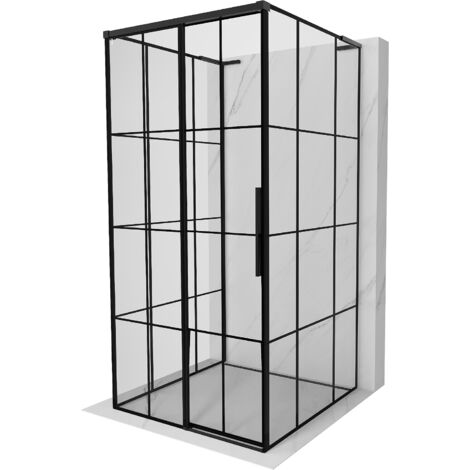 Mexen Rox-3S L Dreiteilige Duschkabine, links verschiebbar 95 x 95 cm, schwarzes Gitter, schwarz - 8C2L-095-095-70-77-3S-L