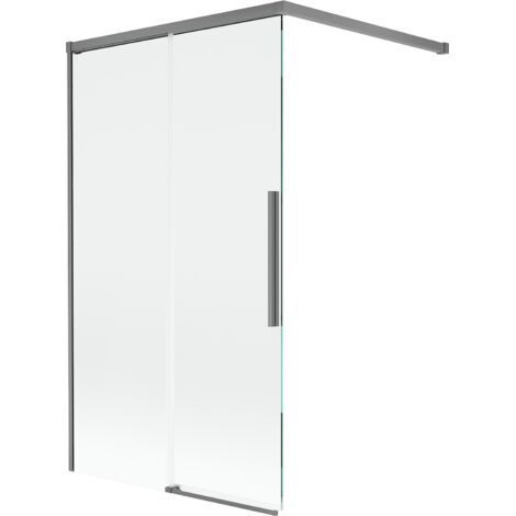 Mexen Rox Badewannenabtrennung, 2-flügelig, verschiebbar, 100 x 150 cm, transparent, Gun Metal - 8C9-100-003-95-00