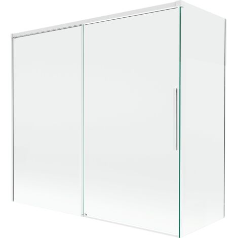 Mexen Rox Badewannenabtrennung 2-teilig verschiebbar 170 + 80 x 150 cm, transparent, weiß - 8C9-170-080-20-00
