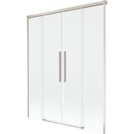 Mexen Rox Badewannenaufsatz 2-flügelig zum Schieben 160 x 150 cm, transparent, gebürstetes Nickel - 8C9-160-002-97-00