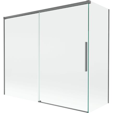 Mexen Rox Badewannenfaltwand, 2-teilig, verschiebbar 180 + 80 x 150 cm, transparent, Gunmetal - 8C9-180-080-95-00