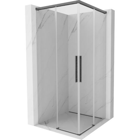 Mexen Rox Duo cabina de ducha corredera 85 x 85 cm, transparente, gris arma cepillado - 8C2D-085-085-66-00