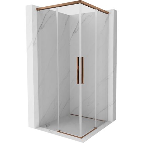Mexen Rox Duo cabina doccia scorrevole 90 x 90 cm, trasparente, oro rosa - 8C2D-090-090-60-00