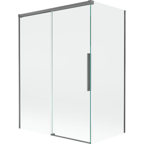 Mexen Rox Duschabtrennung 2-flügelig verschiebbar 120 + 70 x 150 cm, transparent, Gun Metal - 8C9-120-070-95-00