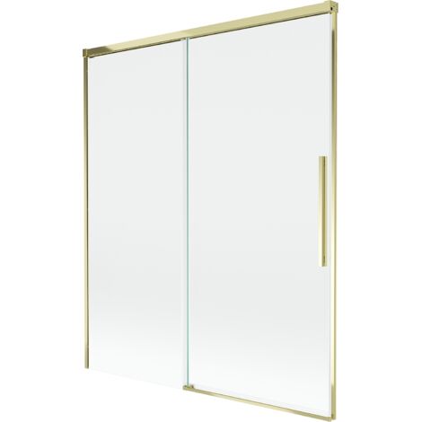 Mexen Rox Duschabtrennung 2-flügelig verschiebbar 140 x 150 cm, transparent, gold - 8C9-140-001-50-00