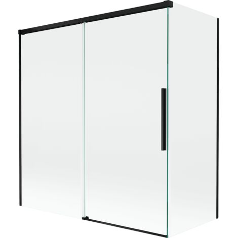 Mexen Rox Duschabtrennung 2-flügelig verschiebbar 150 + 70 x 150 cm, transparent, schwarz - 8C9-150-070-70-00