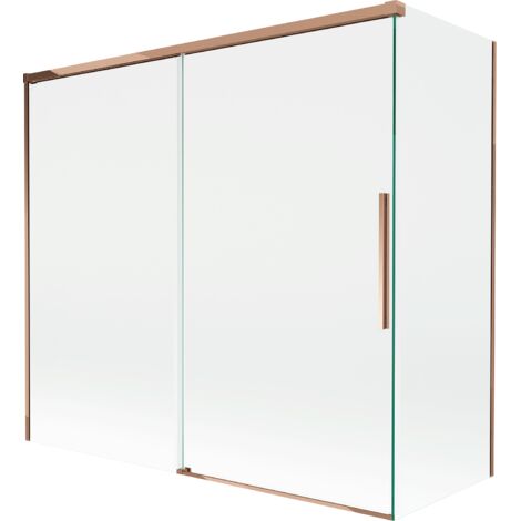 Mexen Rox Duschabtrennung 2-flügelig verschiebbar 170 + 70 x 150 cm, transparent, Roségold - 8C9-170-070-60-00
