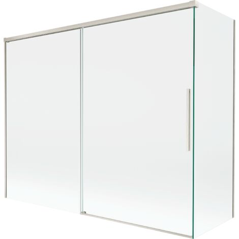 Mexen Rox Duschabtrennung 2-flügelig, verschiebbar 190 + 90 x 150 cm, transparent, gebürsteter Nickel - 8C9-190-090-97-00
