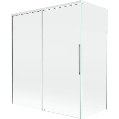 Mexen Rox Duschabtrennung für Badewanne, 2-flügelig, verschiebbar, 140 + 70 x 150 cm, transparent, weiß - 8C9-140-070-20-00