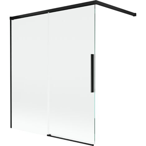 Mexen Rox Duschwand für die Badewanne, 2-flügelig, verschiebbar, 140 x 150 cm, transparent, schwarz - 8C9-140-003-70-00