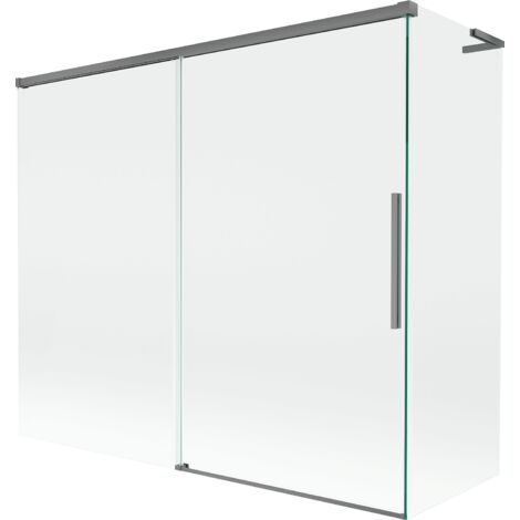 Mexen Rox L Badewannenabtrennung 2-flügelig verschiebbar 180 + 90 x 150 cm, transparent, Gun Metal - 8C9L-180-090-95-00