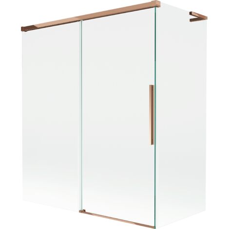 Mexen Rox L biombos de ducha 2 hojas correderas 140 + 70 x 150 cm, transparente, oro rosa - 8C9L-140-070-60-00