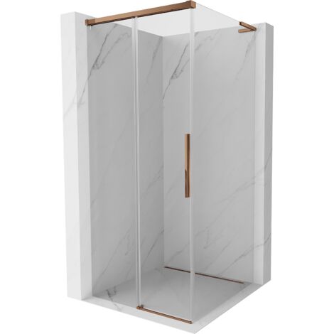 Mexen Rox L cabina doccia scorrevole 100 x 100 cm, trasparente, oro rosa - 8C2L-100-100-60-00