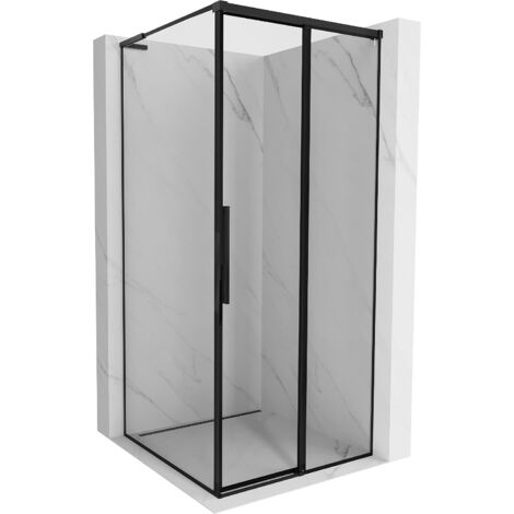 Mexen Rox L cabina doccia scorrevole destra 110 x 110 cm, cornice nera, nero - 8C2L-110-110-70-70-P