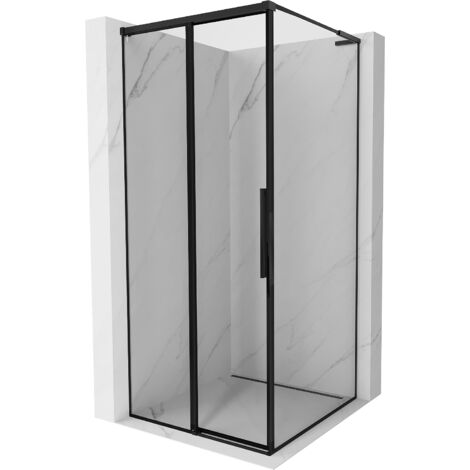 Mexen Rox L cabina doccia scorrevole sinistra 110 x 110 cm, cornice nera, nera - 8C2L-110-110-70-70-L