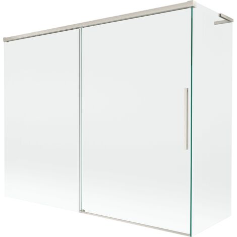 Mexen Rox L Duschwand 2-teilig verschiebbar 190 + 80 x 150 cm, transparent, gebürstetes Nickel - 8C9L-190-080-97-00