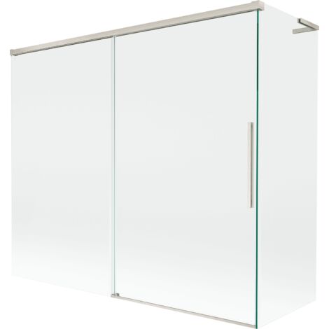Mexen Rox L Duschwand zweiflügelig verschiebbar 180 + 80 x 150 cm, transparent, gebürsteter Nickel - 8C9L-180-080-97-00