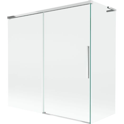 Mexen Rox L mampara de ba帽era de 2 hojas correderas 160 + 80 x 150 cm, transparente, cromo - 8C9L-160-080-01-00