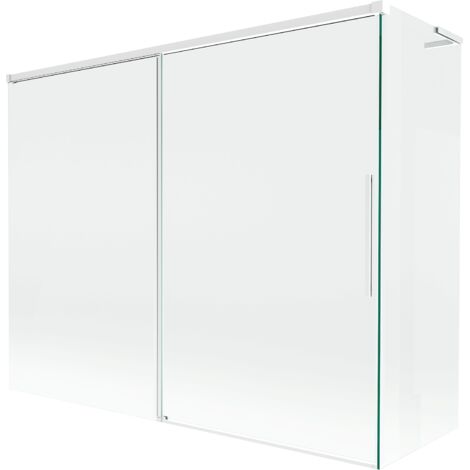 Mexen Rox L mampara de ba帽o corredera de 2 hojas 190 + 90 x 150 cm, transparente, blanco - 8C9L-190-090-20-00