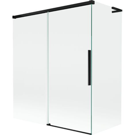 Mexen Rox L mampara de ba帽o de 2 puertas correderas 140 + 70 x 150 cm, transparente, negro - 8C9L-140-070-70-00