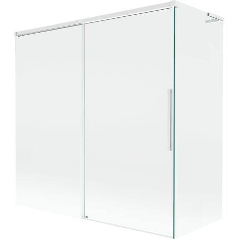 Mexen Rox L mampara de ba帽o de ducha corredera de 2 hojas 160 + 80 x 150 cm, transparente, blanco - 8C9L-160-080-20-00