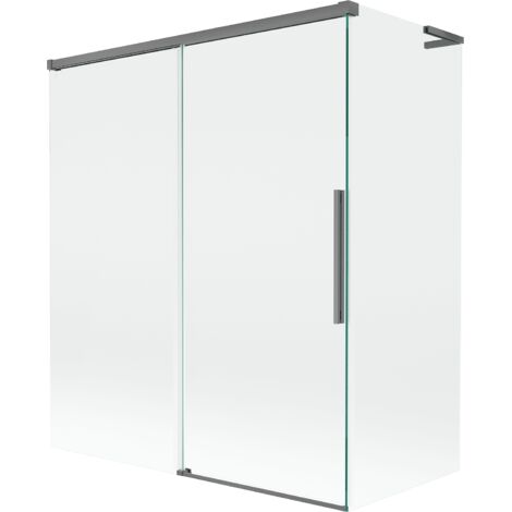 Mexen Rox L mampara de ducha 2 puertas correderas 140 + 70 x 150 cm, transparente, metal oscuro - 8C9L-140-070-95-00
