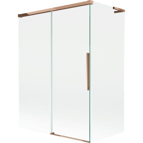 Mexen Rox L mampara de ducha de 2 alas deslizantes 120 + 70 x 150 cm, transparente, oro rosa - 8C9L-120-070-60-00