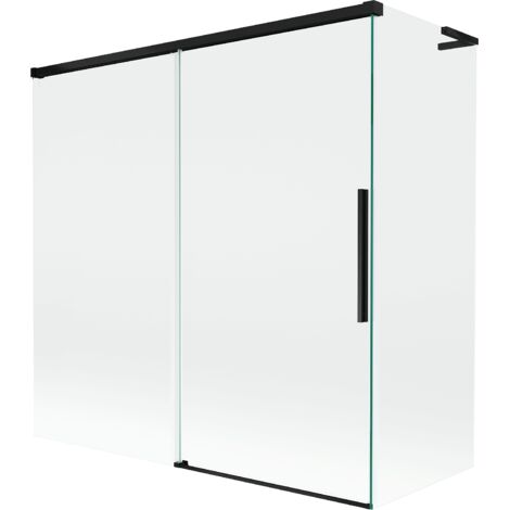 Mexen Rox L mampara de ducha de 2 hojas correderas 160 + 70 x 150 cm, transparente, negro - 8C9L-160-070-70-00