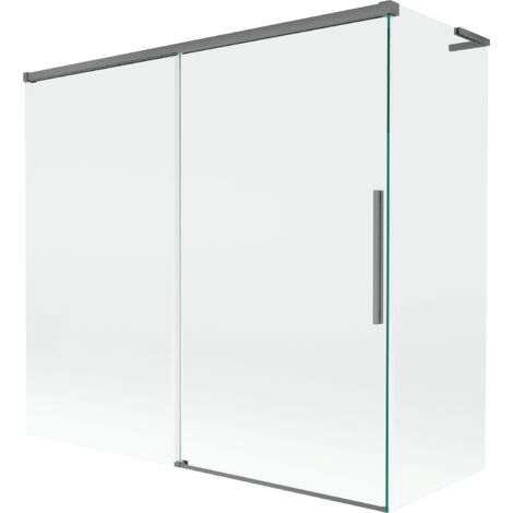 Mexen Rox L mampara de ducha de 2 paneles corredera 170 + 70 x 150 cm, transparente, gun metal - 8C9L-170-070-95-00