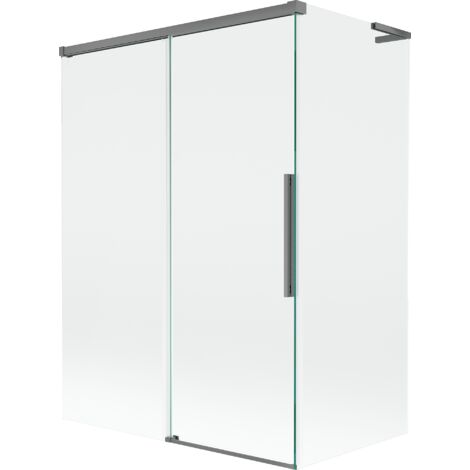 Mexen Rox L mampara de ducha de 2 paneles deslizantes 120 + 70 x 150 cm, transparente, metal de arma - 8C9L-120-070-95-00