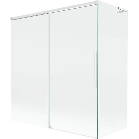 Mexen Rox L mampara de ducha de 2 puertas correderas 150 + 70 x 150 cm, transparente, blanco - 8C9L-150-070-20-00