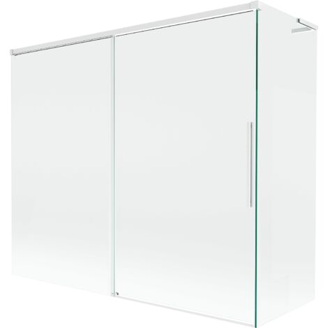 Mexen Rox L mampara de ducha deslizante de 2 paneles 190 + 80 x 150 cm, transparente, blanco - 8C9L-190-080-20-00