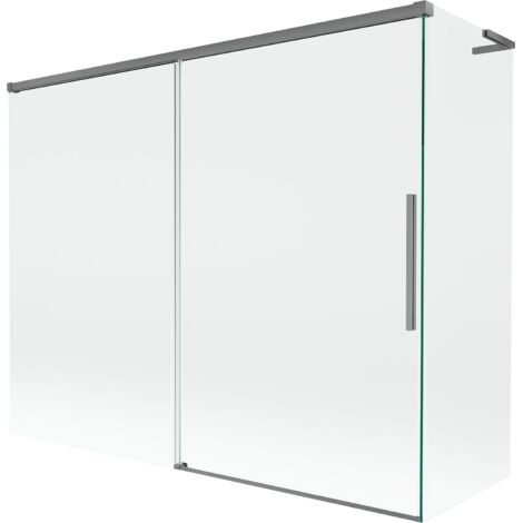 Mexen Rox L mampara de ducha plegable de 2 hojas 190 + 90 x 150 cm, transparente, metal color pistola - 8C9L-190-090-95-00