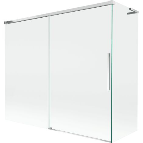 Mexen Rox L pantalla de ducha corredera de 2 hojas 180 + 80 x 150 cm, transparente, cromo - 8C9L-180-080-01-00