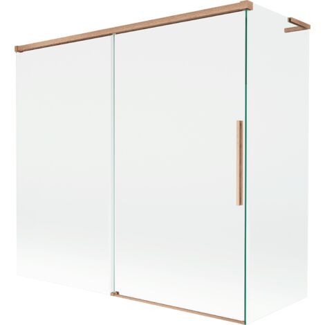 Mexen Rox L pantalla de ducha deslizante de 2 hojas 170 + 70 x 150 cm, transparente, cobre cepillado - 8C9L-170-070-65-00