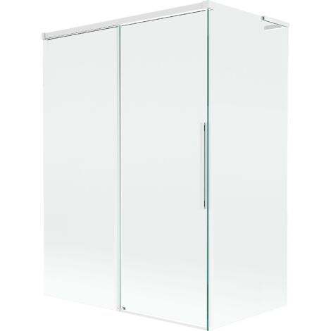 Mexen Rox L paratia da vasca 2-anta scorrevole 120 + 70 x 150 cm, trasparente, bianco - 8C9L-120-070-20-00